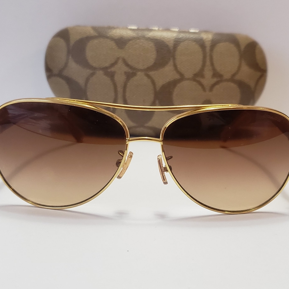 Women's Coach Aviator Daisy Rivet Pilot Sunglasses - Picture 4 of 12